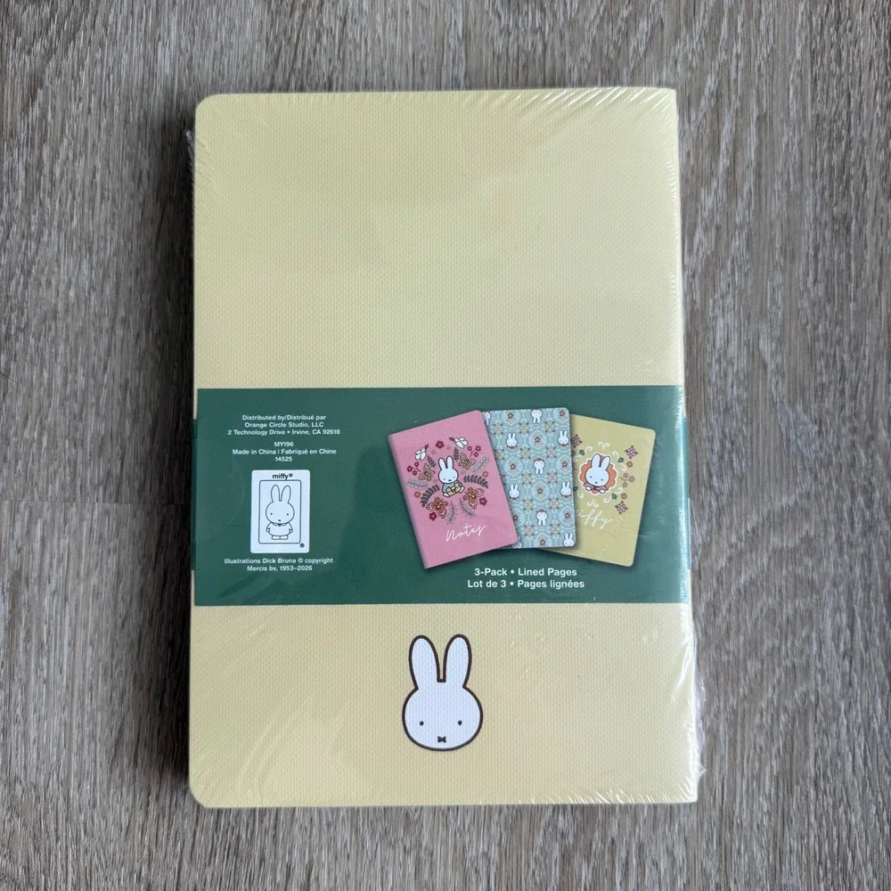 Miffy Notebook Trio 3-Pack Lined Journals Pink Yellow Blue Orange Circle Studio